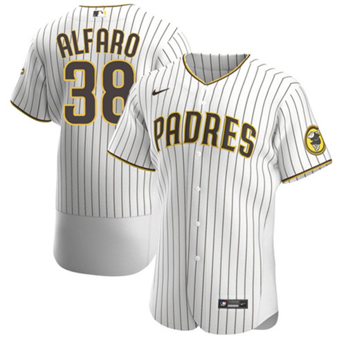 Men's San Diego Padres #38 Jorge Alfaro White Flex Base Stitched Baseball Jersey - Click Image to Close